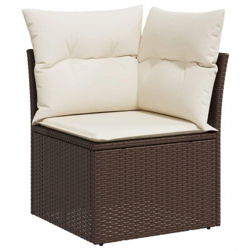 Sofasæt til haven i polyrattan - 10 dele med hynder, brun