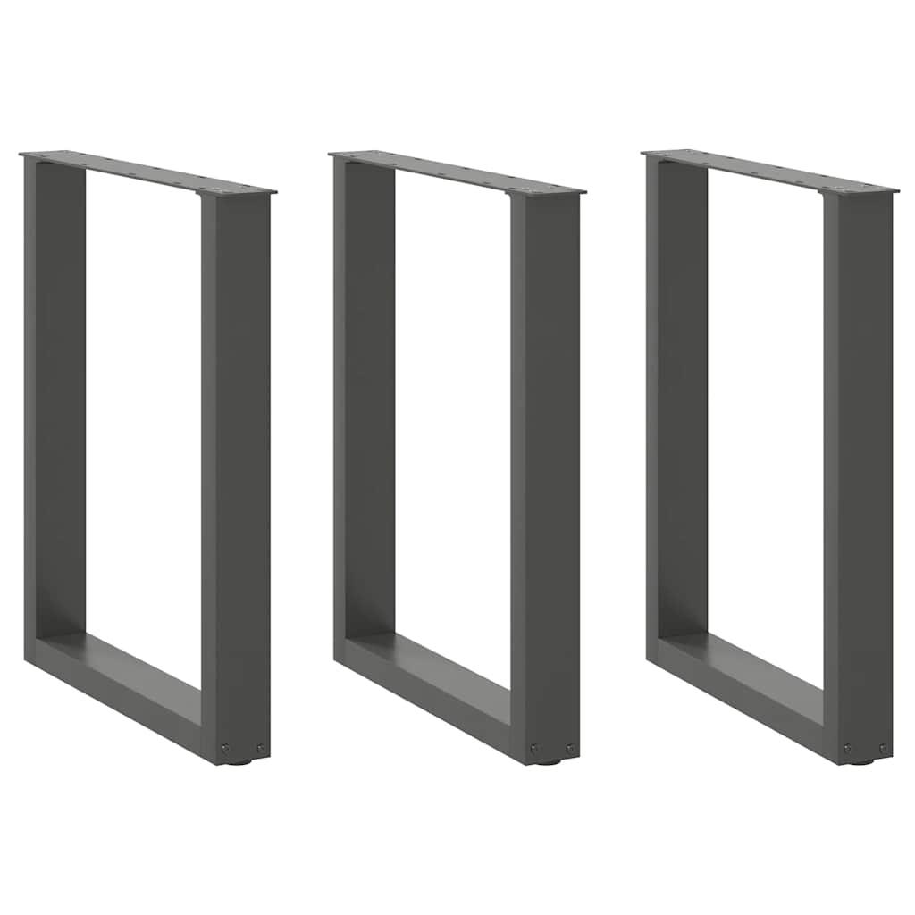Spisebordsben U-formet 3 stk. antracit 70 x (72-73) cm stål billede