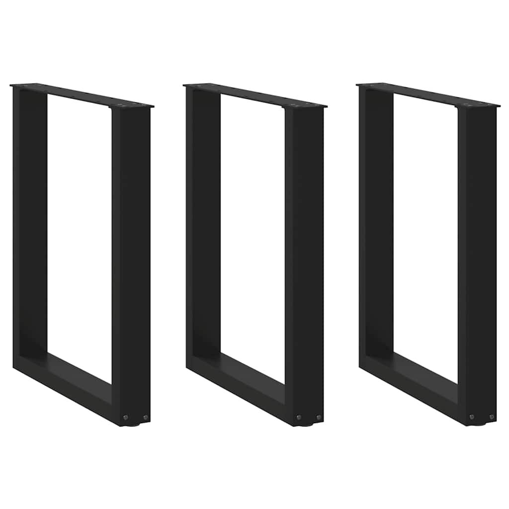 Spisebordsben U-formet 3 stk. sort 70 x (72-73) cm stål billede