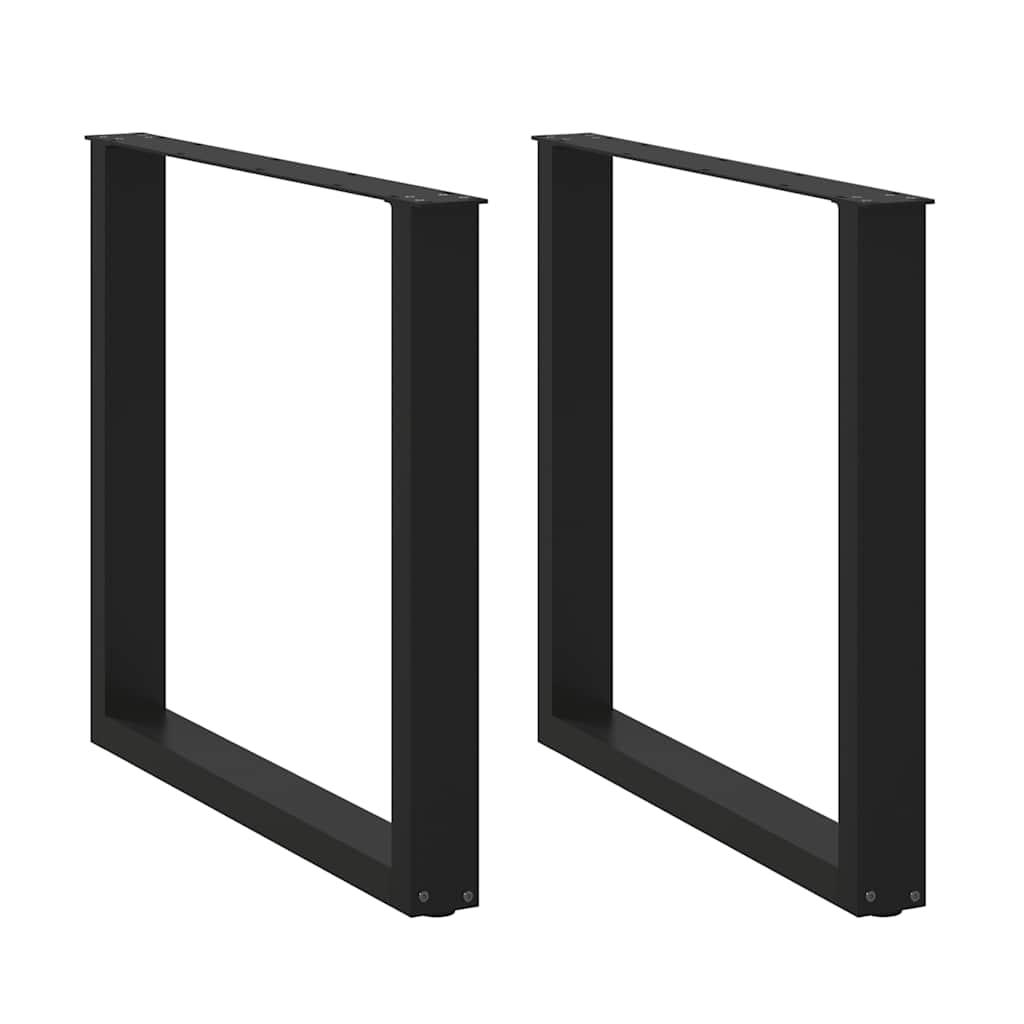 Spisebordsben U-formet 2 stk. sort 90 x (72-73) cm stål