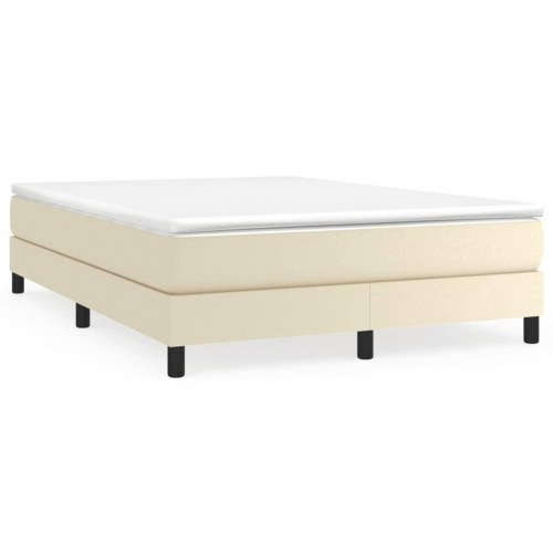 Boxspring sengeramme 140×190 cm i kunstlæder - cremefarvet