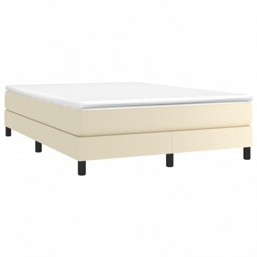 Boxspring sengeramme 140×190 cm i kunstlæder - cremefarvet