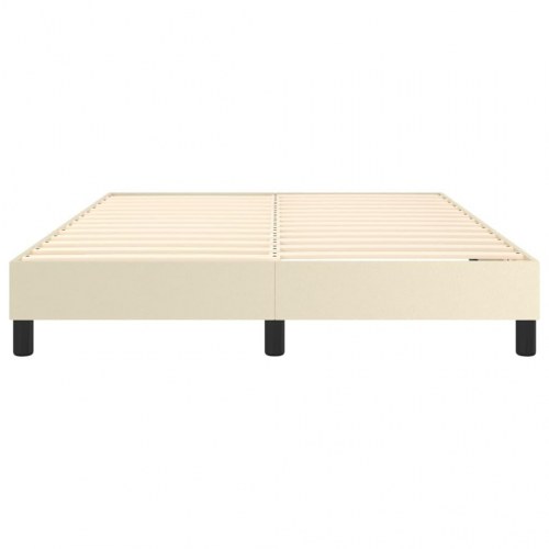 Boxspring sengeramme 140×190 cm i kunstlæder - cremefarvet