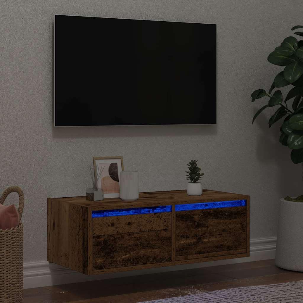 Tv-Skab Med Led-Lys 75X35,5X25 Cm - 1 / 75 cm / Gammelt træ