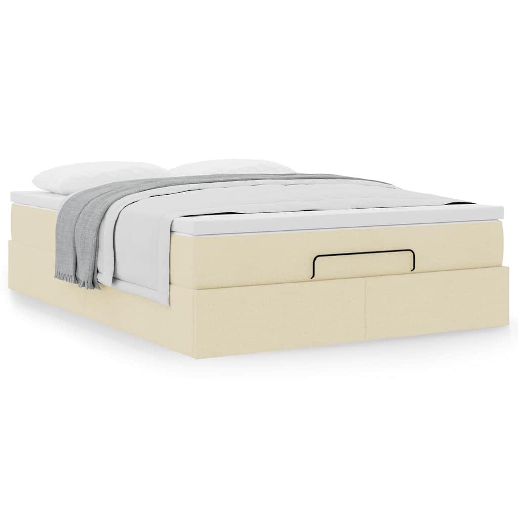 Osmannisk sengeramme med madras 140x200 cm stof cremefarvet