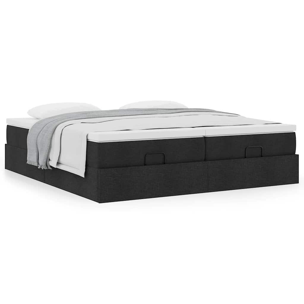 Osmannisk Sengeramme Med Madrasser 200x200 Cm Stof Sort