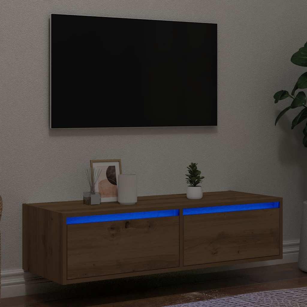 Tv-bord med LED-lys 100X35,5x25 cm kunsteg billede