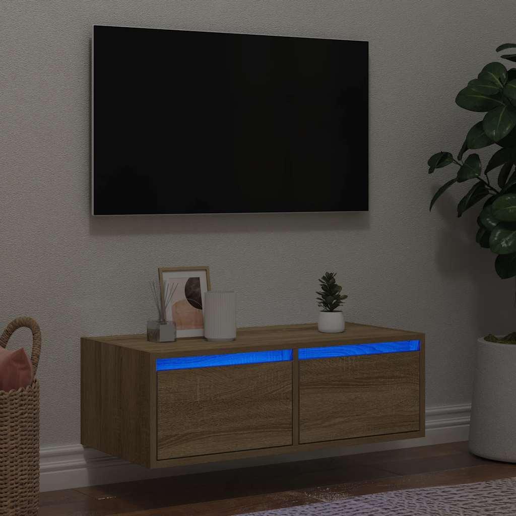 Tv-Skab Med Led-Lys 75X35,5X25 Cm - 1 / 75 cm / Sonoma-eg