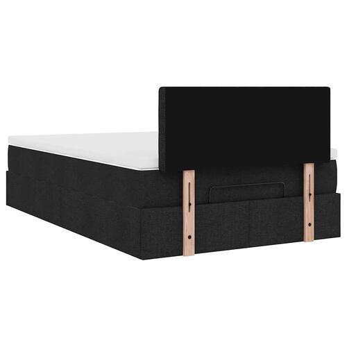 Ottoman seng med madras & LEDs 120x190 cm stof sort