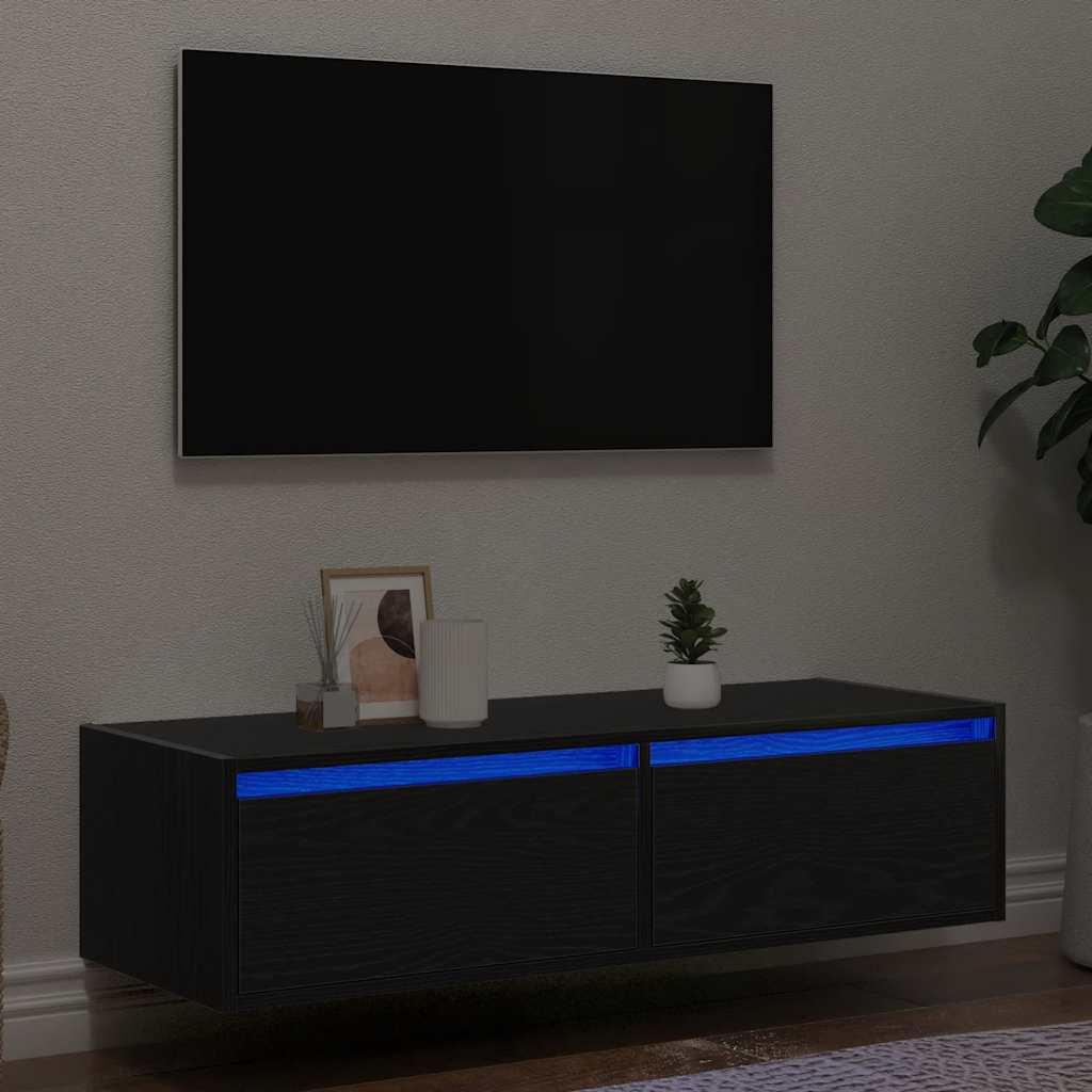 vidaXL tv-skab med LED-lys 100X35,5x25 cm sort-eg