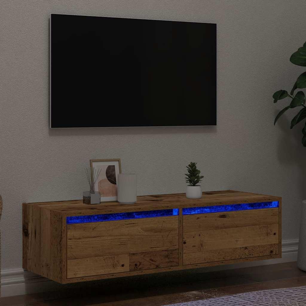Tv-Skab Med Led-Lys 75X35,5X25 Cm - 1 / 100 cm / Gammelt træ