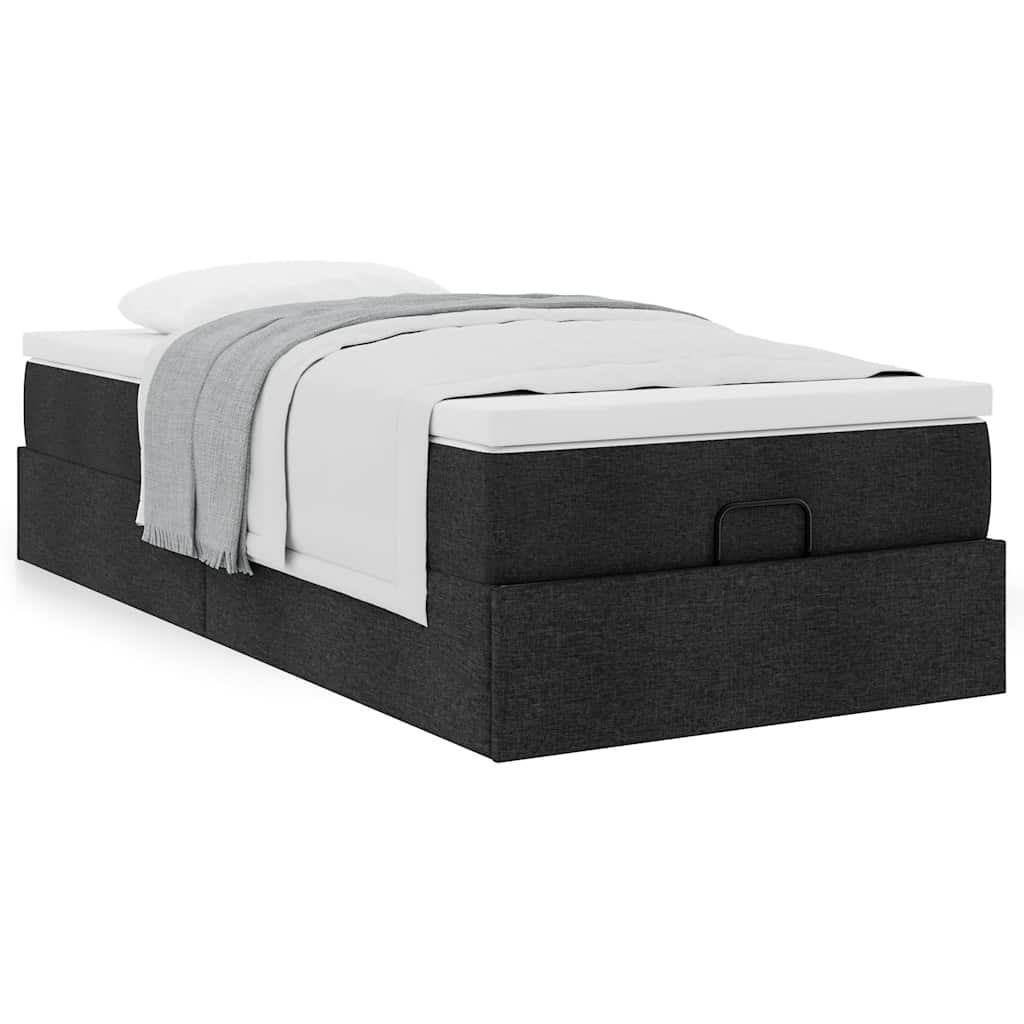 Osmannisk sengeramme med madras 90x190 cm - stof, sort