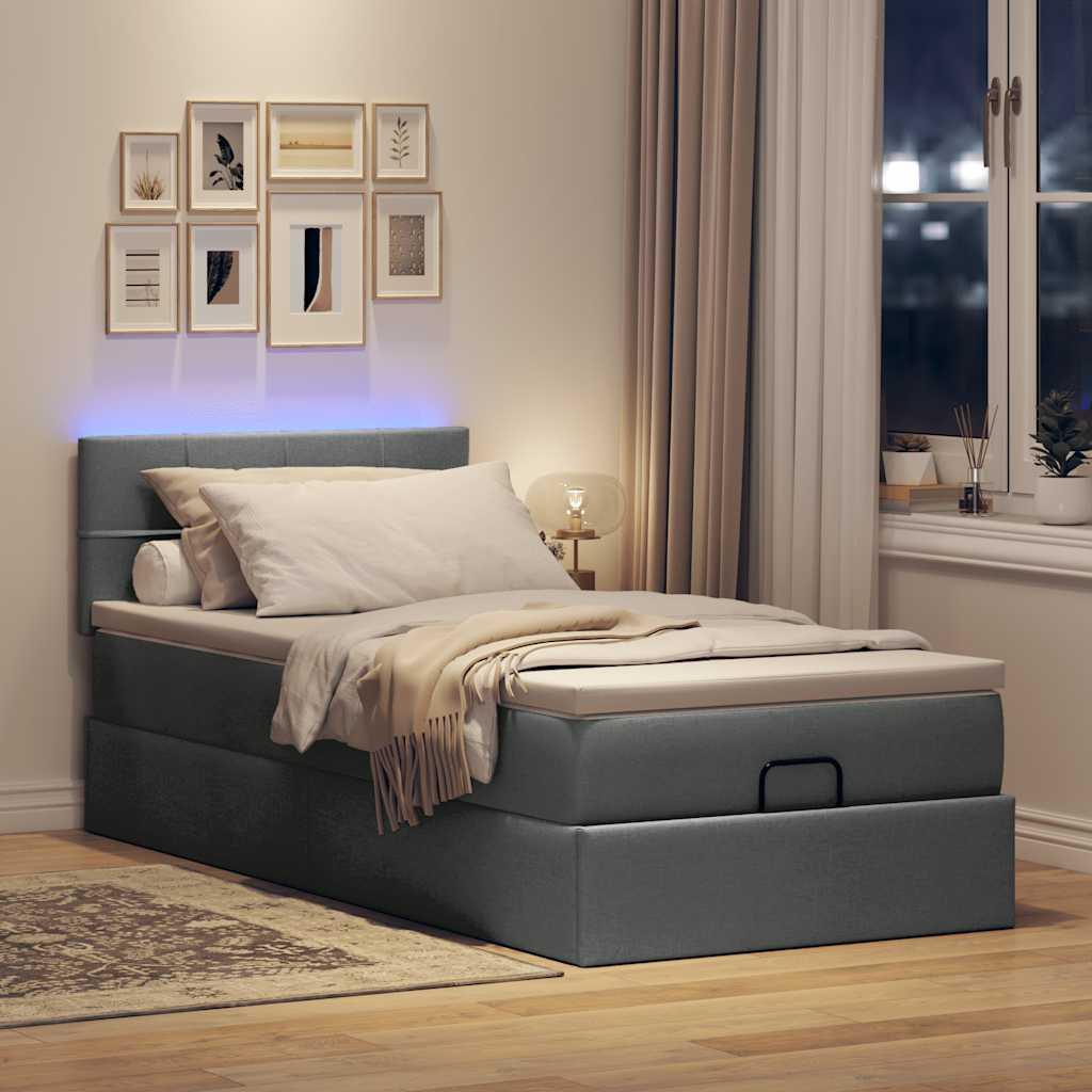 Ottoman Seng Med Madras Mørkegrå 90x200 Stof