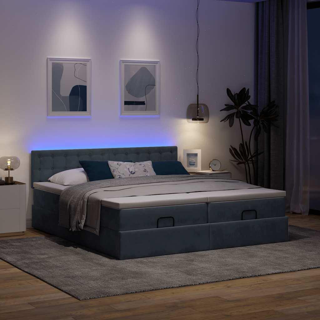 Osmannisk sengeramme med madrasser 160x200 cm fløjl mørkegrå