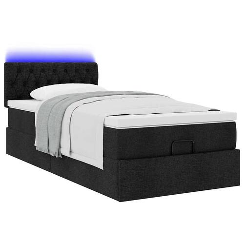 Ottoman seng med madras 90x200 cm stof sort