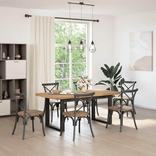 Spisebord NOAIN U-formede ben 180x90x75 cm massivt træ fyrretræ