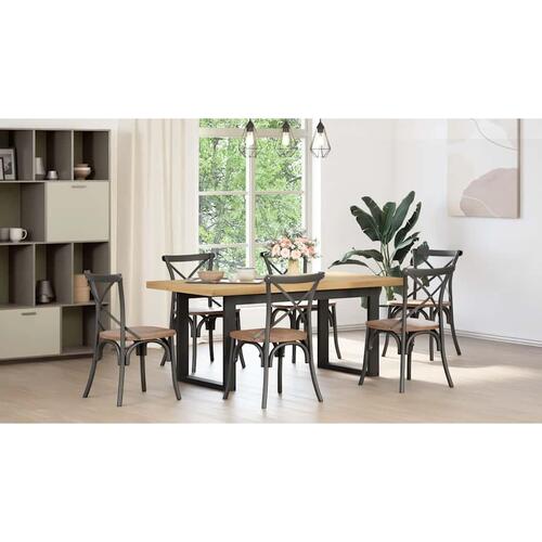 Spisebord NOAIN U-formede ben 180x90x75 cm massivt træ fyrretræ