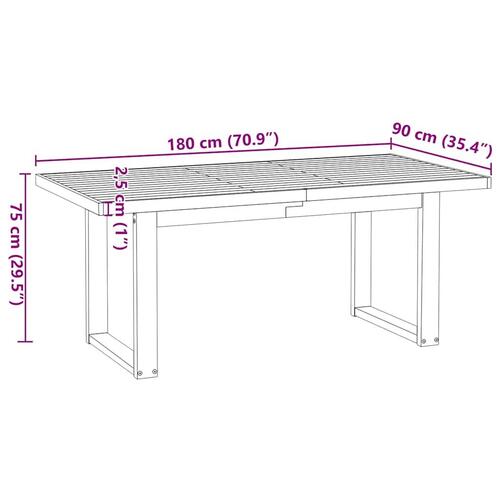 Spisebord NOAIN U-formede ben 180x90x75 cm massivt træ fyrretræ