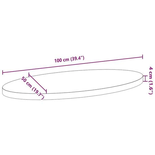 Bordplade 100x50x4 cm massivt egetræ oval