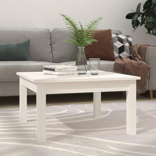 Sofabord i massivt fyrretræ - 55 × 55 × 30 cm, hvid