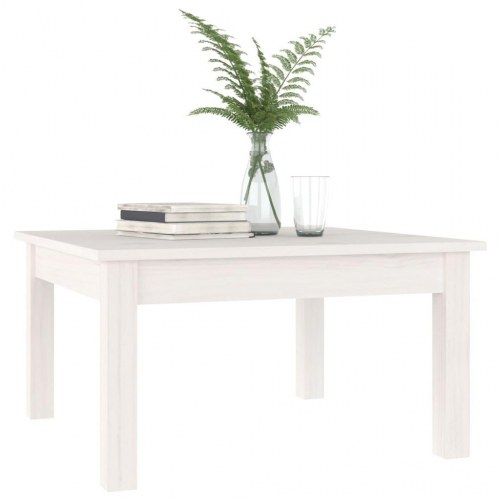 Sofabord i massivt fyrretræ - 55 × 55 × 30 cm, hvid