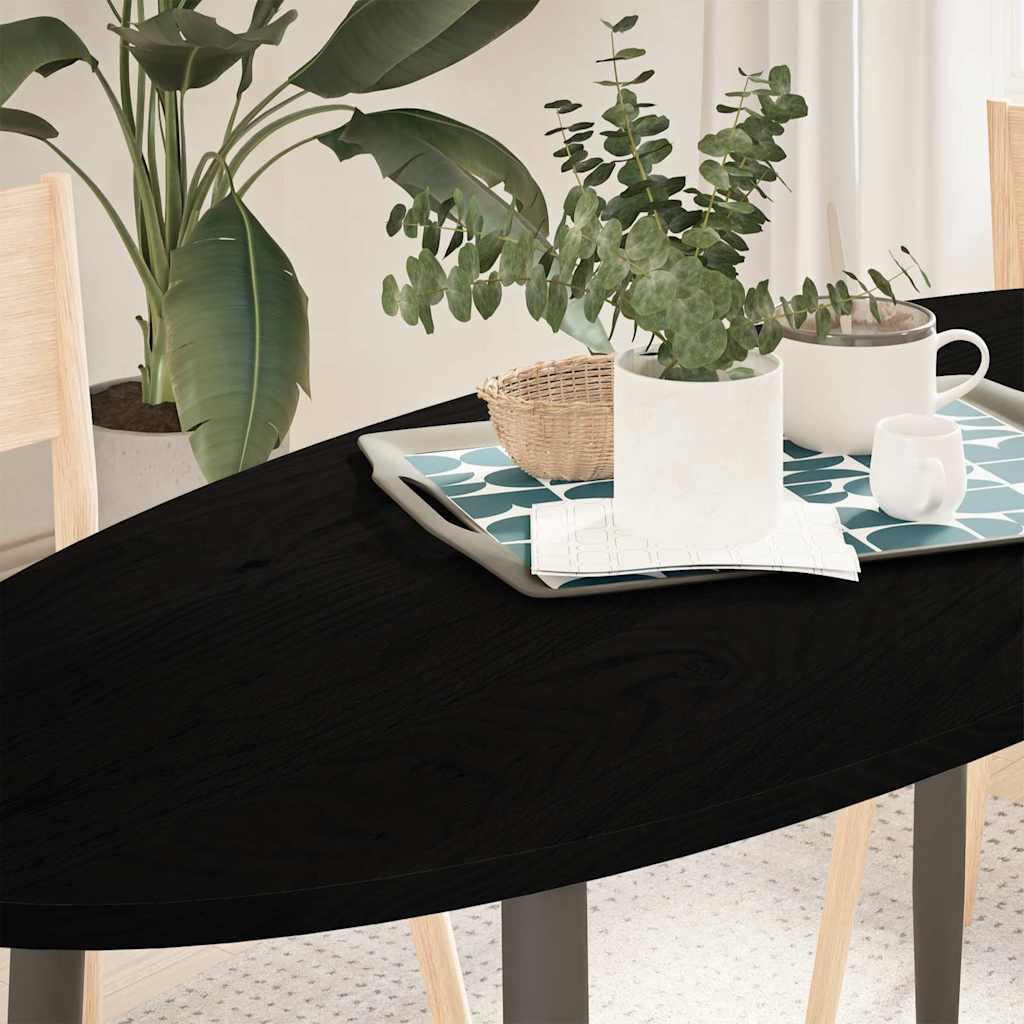 Bordplade 140x60x2 cm massivt egetræ oval mørkebrun