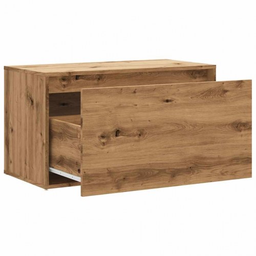 Entrébænk med opbevaring 80×40×45 cm - spånplade i artisan eg