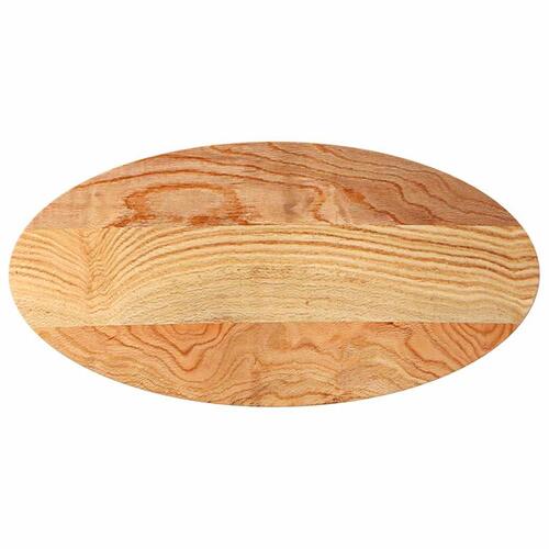 Bordplade 100x50x2 cm massivt egetræ oval lysebrun