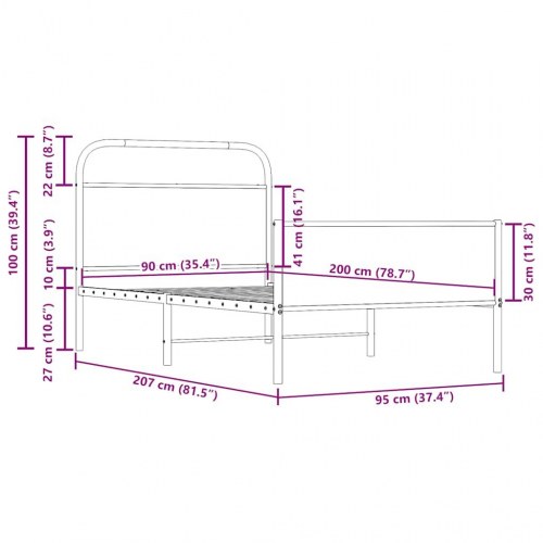 Sengeramme 90 x 200 cm - sonoma-eg