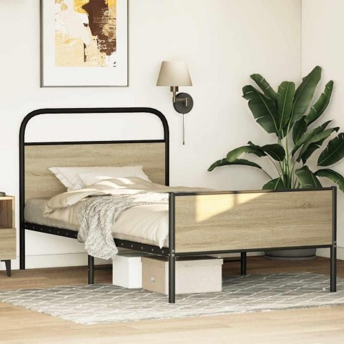 Sengeramme 100 x 200 cm med hovedgærde - sonoma-eg