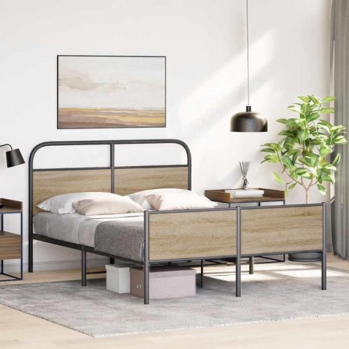 Sengeramme 140 x 200 cm med sengegavl - sonoma-eg