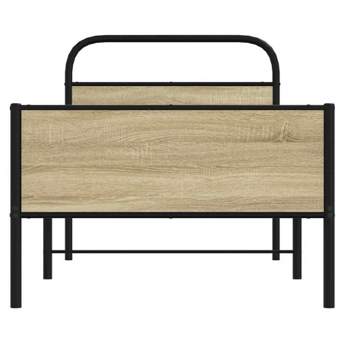 Sengeramme 75×190 cm - stål og konstrueret træ i sonoma-eg