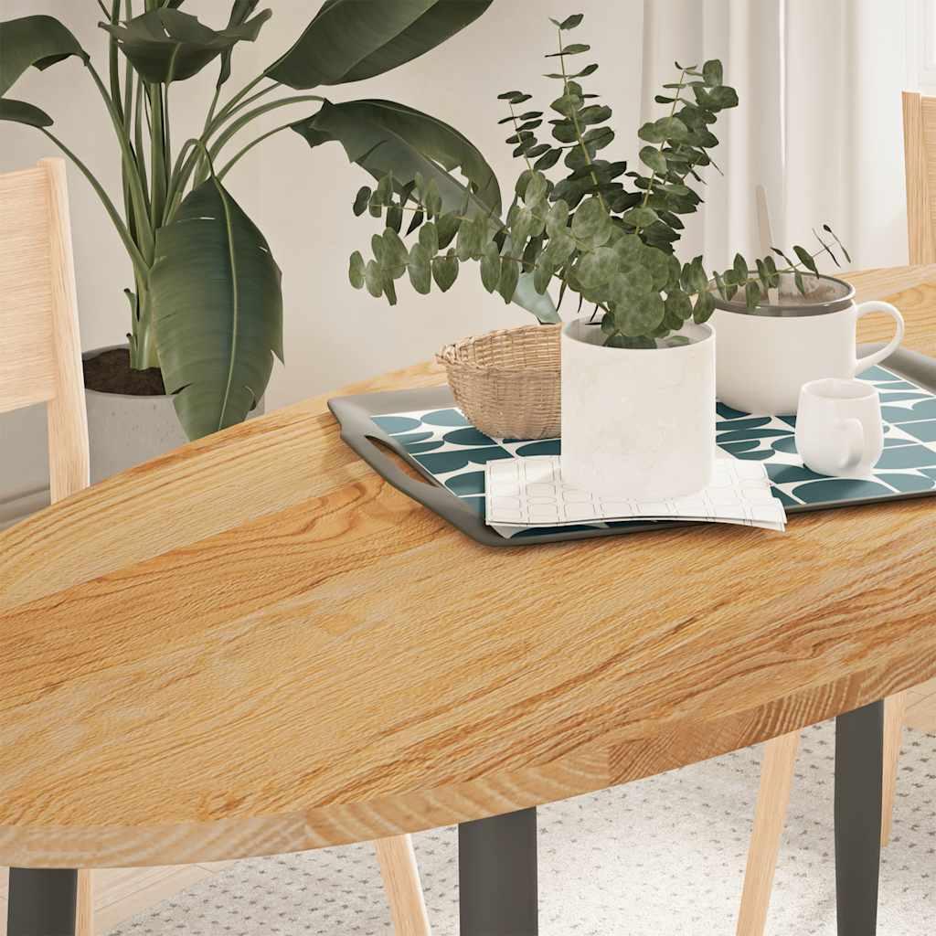 Bordplade 140x60x2 cm massivt egetræ oval lysebrun
