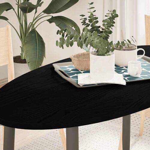 Bordplade 120x60x2 cm massivt egetræ oval mørkebrun