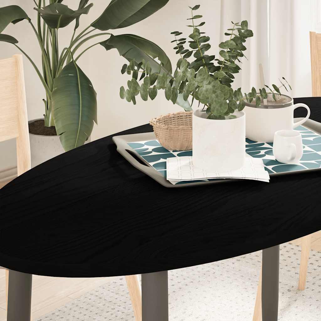 Bordplade 120x60x2 cm massivt egetræ oval mørkebrun