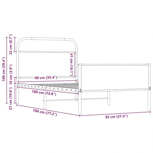 Sengeramme 90 x 190 cm uden madras - sonoma-eg