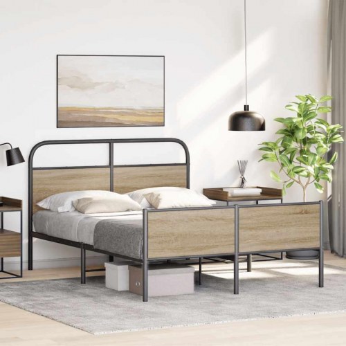 Sengeramme 120 x 190 cm med lamelbund - sonoma-eg