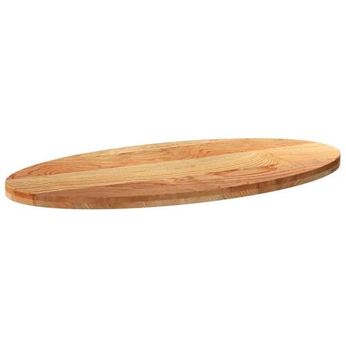Bordplade 120x60x4 cm massivt egetræ oval lysebrun
