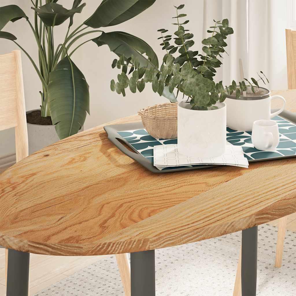 Bordplade 120x60x2 cm massivt egetræ oval lysebrun