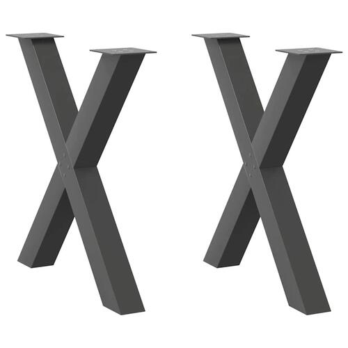 Spisebordsben X-formet 2 stk. 70x(72-73) cm stål antracitgrå