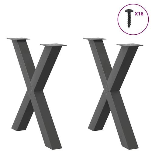 Spisebordsben X-formet 2 stk. 70x(72-73) cm stål antracitgrå