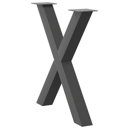 Spisebordsben X-formet 2 stk. 70x(72-73) cm stål antracitgrå