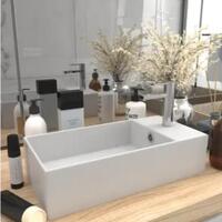 Håndvask med overløb til badeværelse keramisk mat hvid