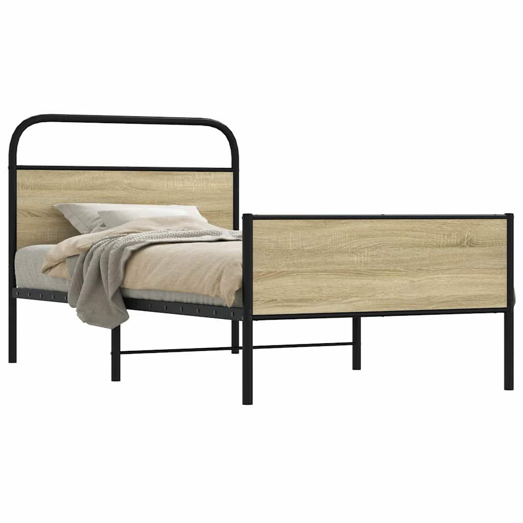 Sengeramme 107x203 cm uden madras konstrueret træ sonoma-eg