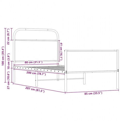 Sengeramme 80 x 200 cm uden madras - sonoma-eg