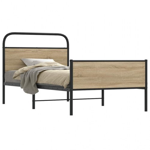Sengeramme 100 x 190 cm med hoved- og fodgærde - sonoma-eg