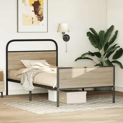Sengeramme 100 x 190 cm med hoved- og fodgærde - sonoma-eg