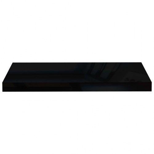 Væghylder 2 stk. 60×23,5×3,8 cm - MDF, sort højglans