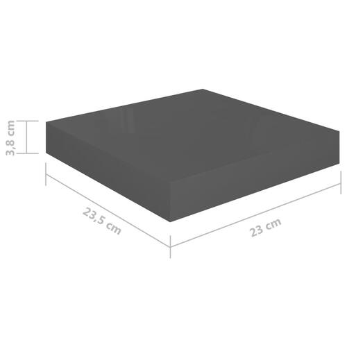 Svævehylde 23x23x3,8 cm MDF grå højglans