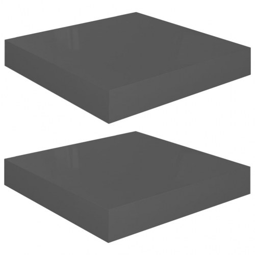 Væghylder 2 stk. - 23 × 23,5 × 3,8 cm - MDF grå højglans